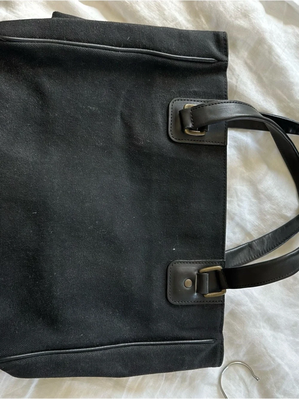 Black Dries Van Noten Canvas Tote Bag with Leather Handles - Picture 5 of 8